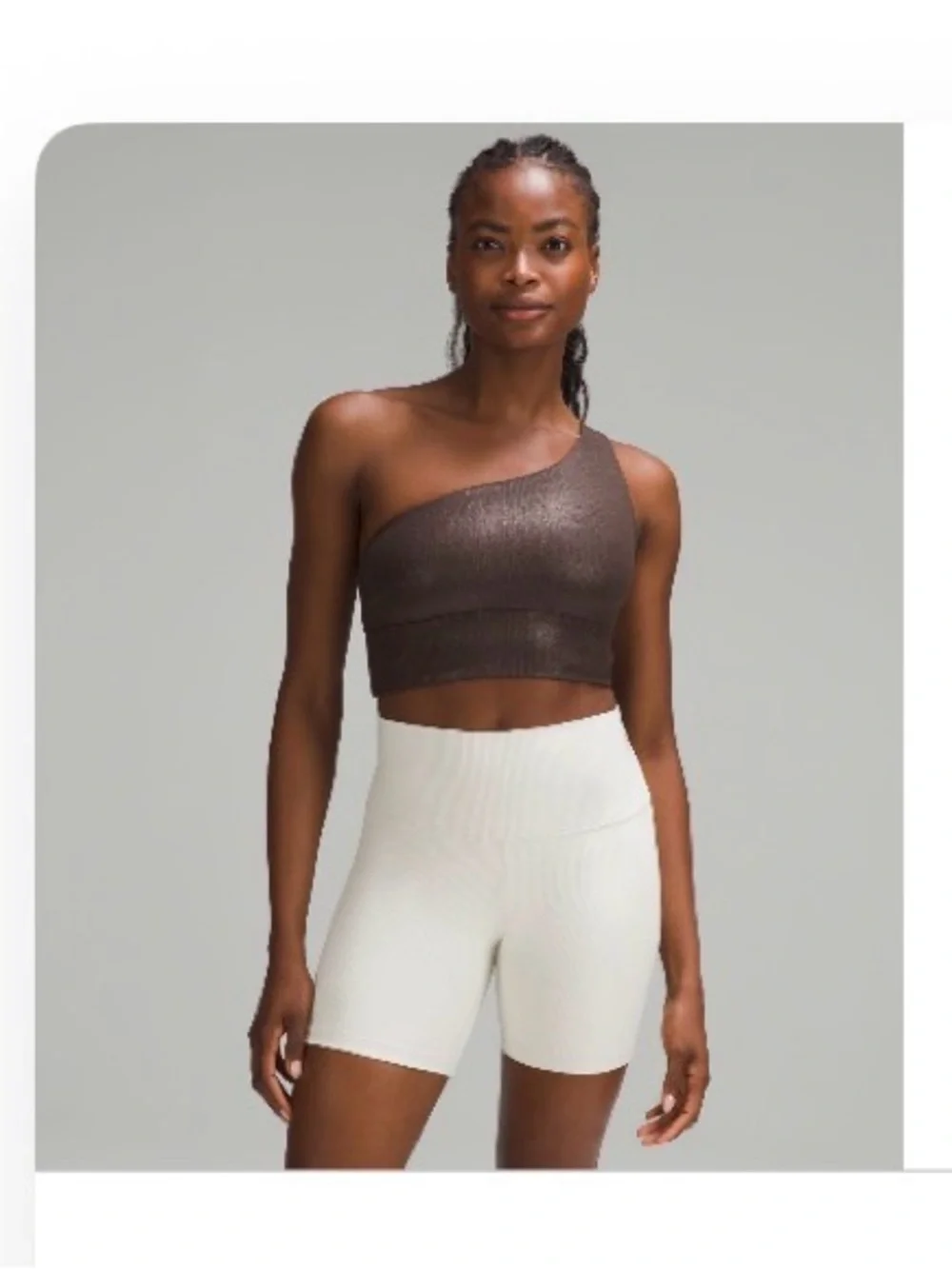 lululemon athletica Align Asymmetrical Ribbed Crop Top Bra in Dark Brown Size 8
